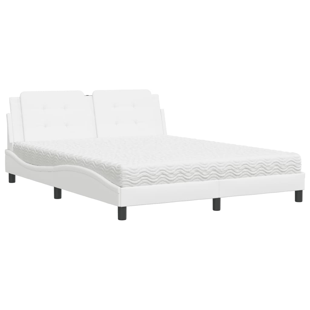 vidaXL Bed met matras Zadar kunstleer wit 160x200 cm, foto 3