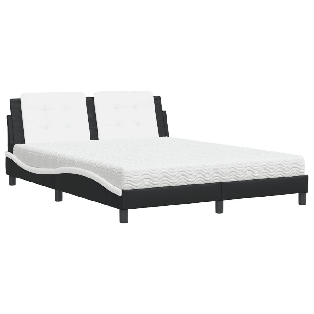vidaXL Bed met matras Zadar kunstleer zwart en wit 160x200 cm, foto 3