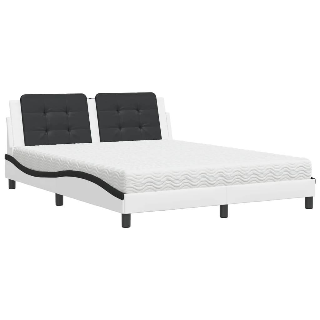 vidaXL Bed met matras Zadar kunstleer wit en zwart 160x200 cm, foto 3