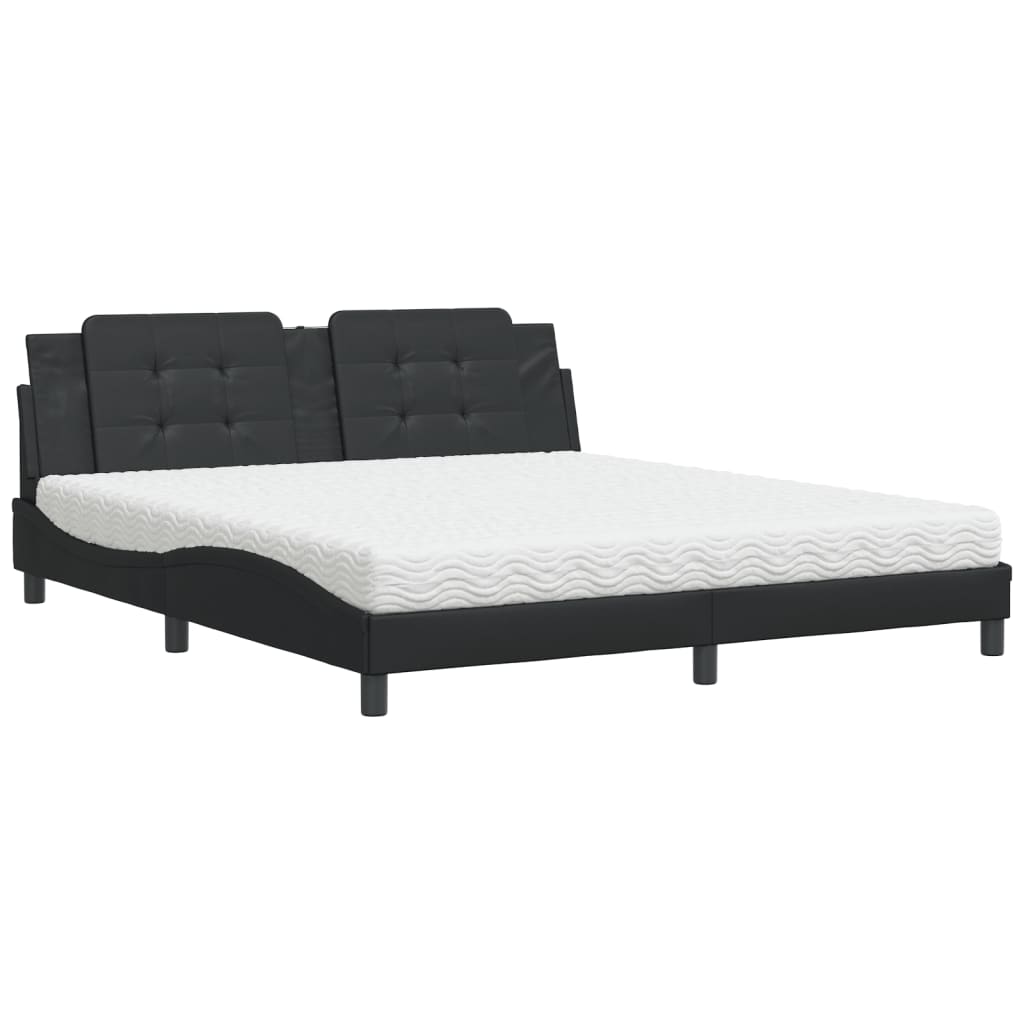vidaXL Bed met matras Zadar kunstleer zwart 180x200 cm, foto 3
