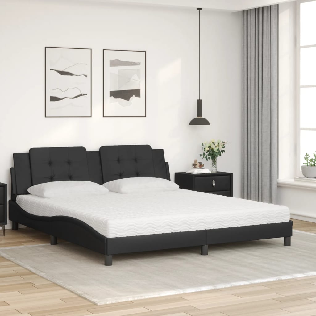 vidaXL Bed met matras Zadar kunstleer zwart 180x200 cm, foto 2