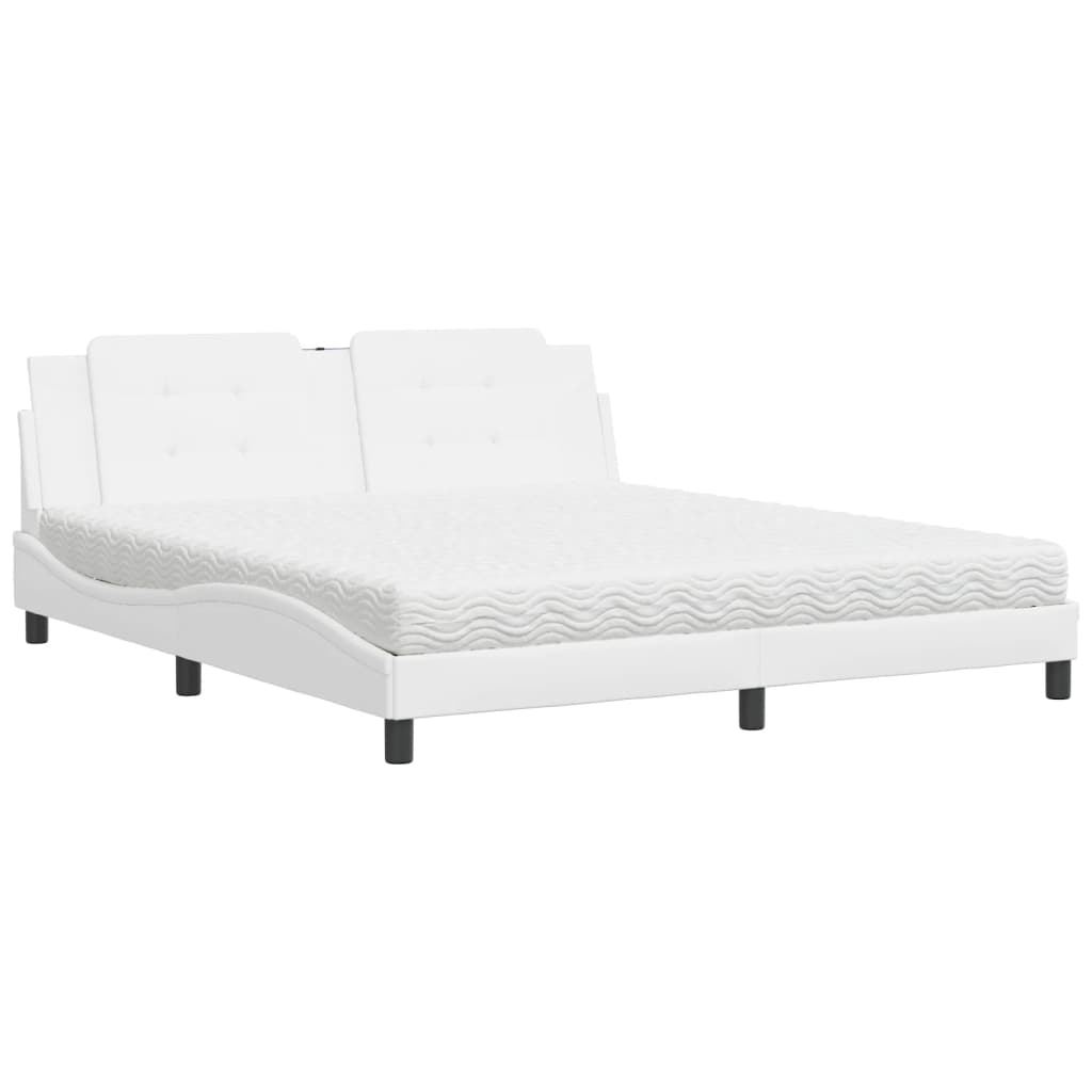 vidaXL Bed met matras Zadar kunstleer wit 180x200 cm, foto 3