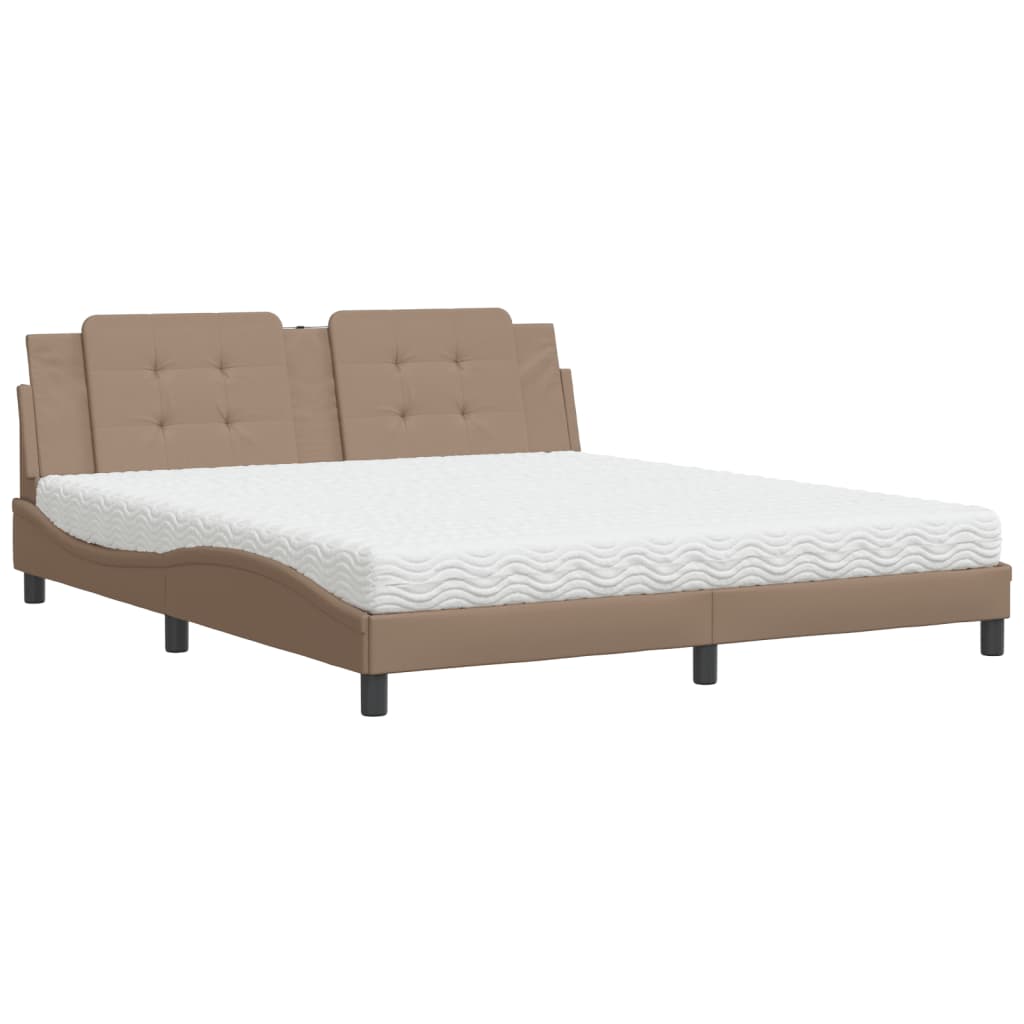 Thumbnail - vidaXL Bett mit Matratze "Zadar" Cappuccino-Braun 180x200 cm Kunstleder