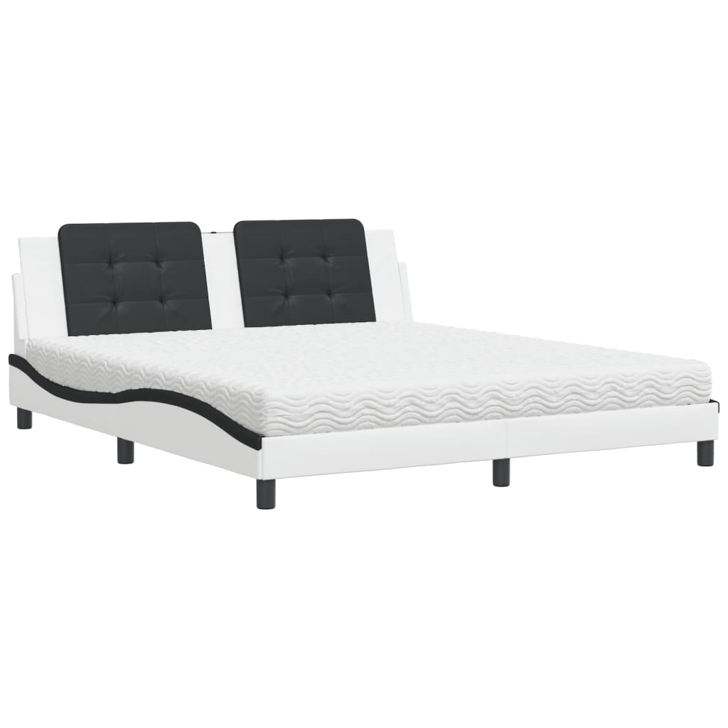 vidaXL Bed met matras Zadar kunstleer wit en zwart 180x200 cm, foto 3