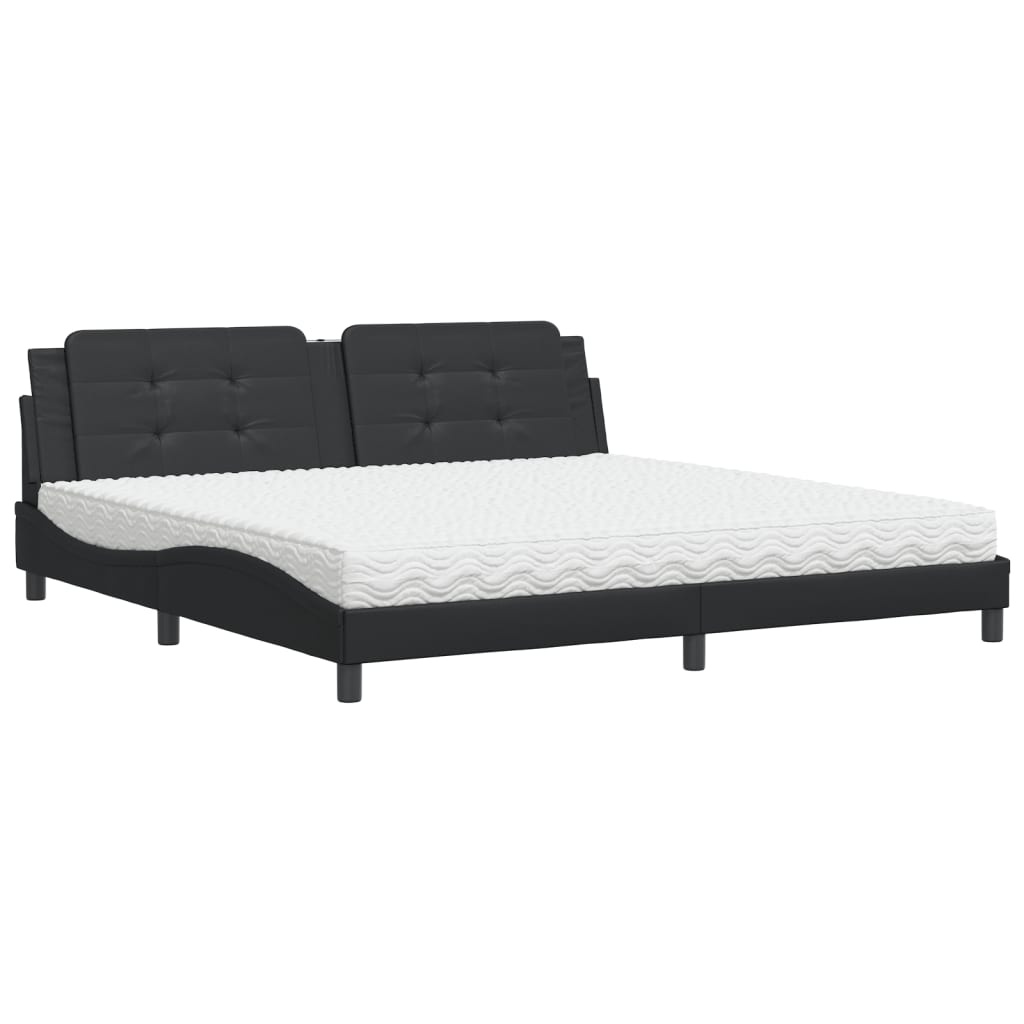 vidaXL Bed met matras Zadar kunstleer zwart 200x200 cm, foto 3
