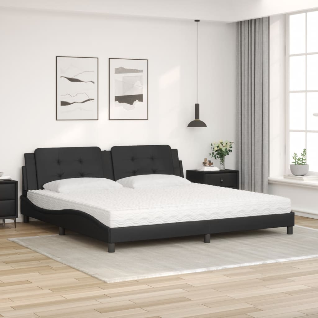 vidaXL Bed met matras Zadar kunstleer zwart 200x200 cm, foto 2