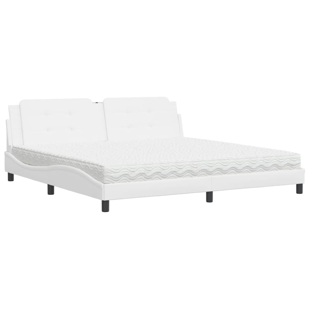vidaXL Bed met matras Zadar kunstleer wit 200x200 cm, foto 3