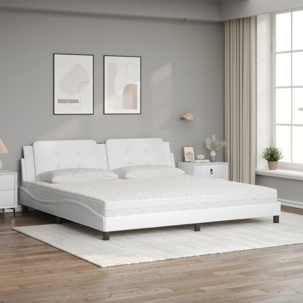 vidaXL Bed met matras Zadar kunstleer wit 200x200 cm, foto 2