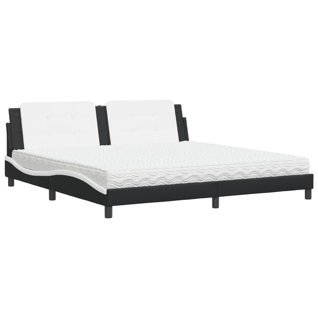 vidaXL Bed met matras Zadar kunstleer zwart en wit 200x200 cm, foto 3