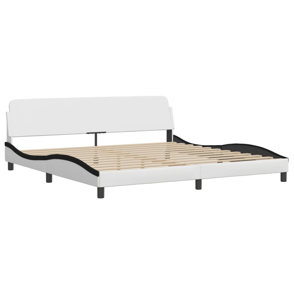vidaXL Bed met matras Zadar kunstleer wit en zwart 200x200 cm, foto 4