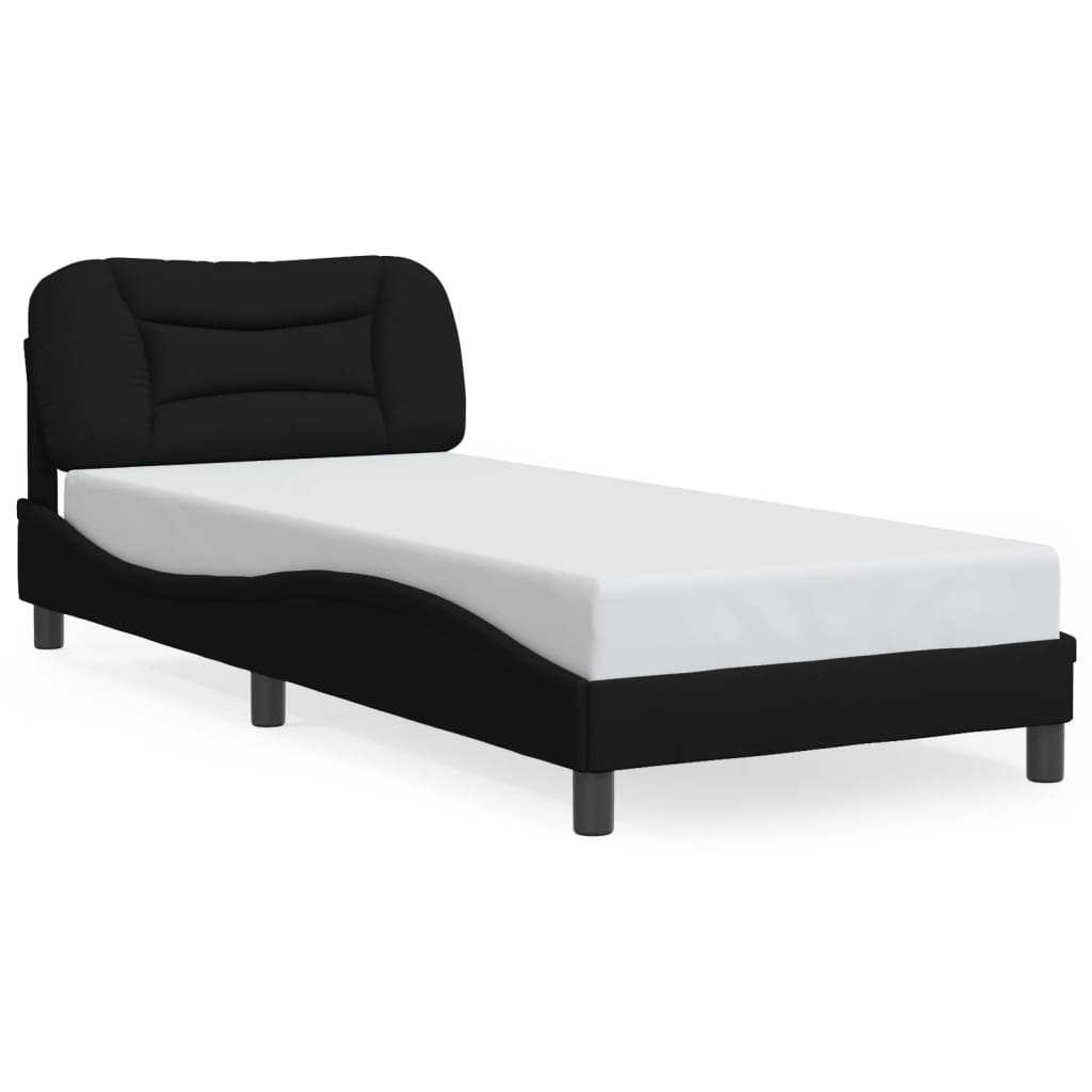 vidaXL Cadru de pat cu lumini LED, negru, 80x200 cm, textil