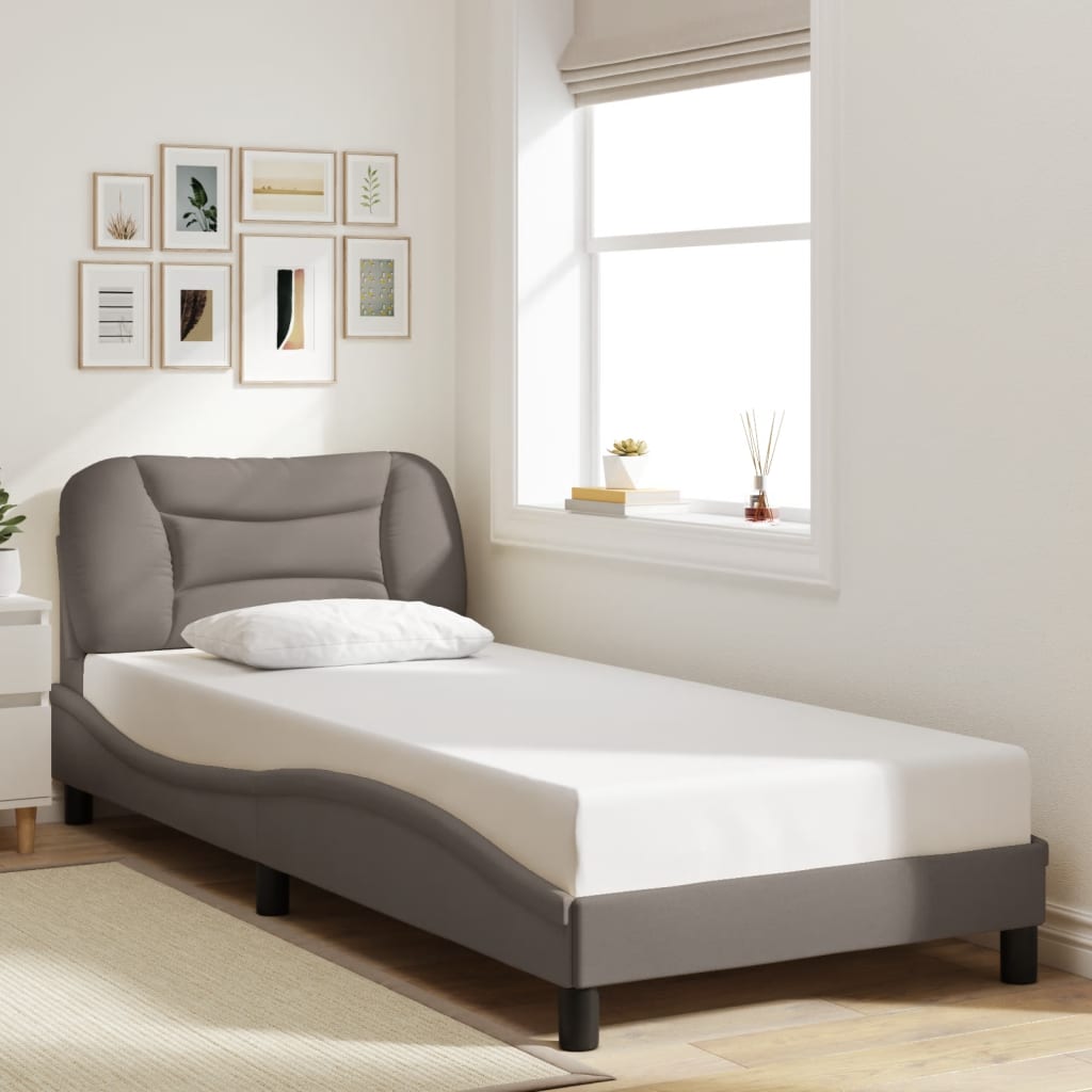vidaXL Bedframe met LED zonder matras "Hvar" 80x200 cm stof taupe, foto 2