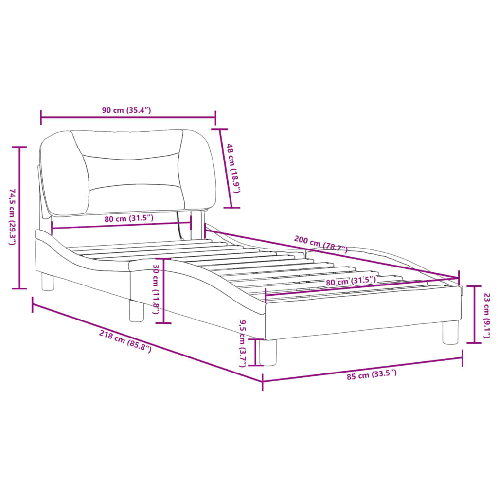 Rám postele s LED bez matrace Hvar Cream 80x200 cm Látka - obrázek 16
