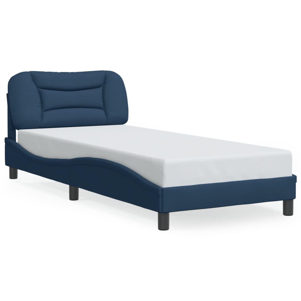 vidaXL Cadru de pat cu lumini LED, albastru, 80x200 cm, textil