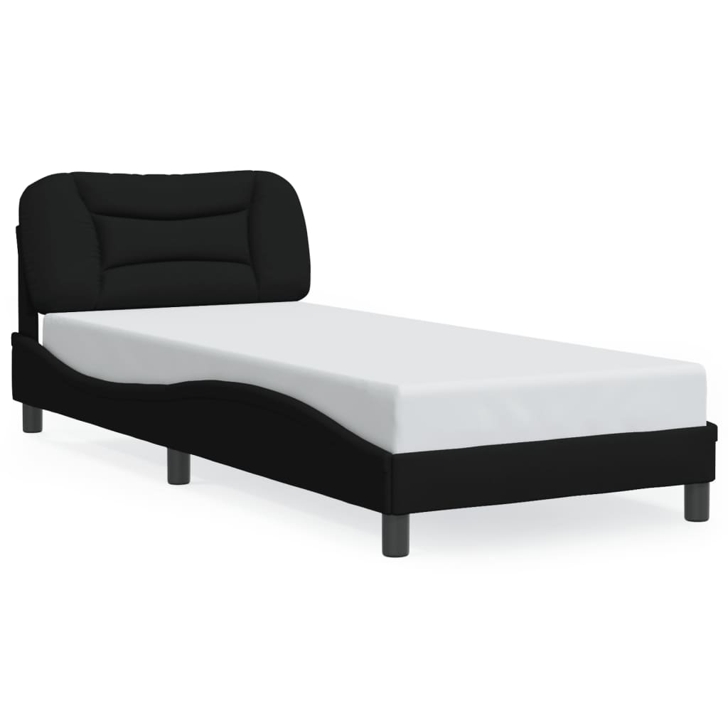 vidaXL Cadru de pat cu lumini LED, negru, 90x190 cm, textil