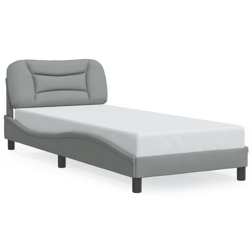 vidaXL Bedframe met LED zonder matras "Hvar" 90x200 cm stof lichtgrijs grijs, foto 3
