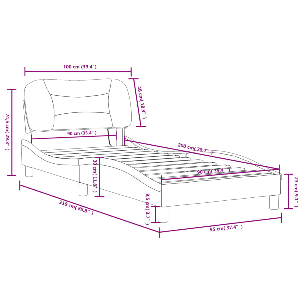 Rám postele s LED bez matrace Hvar Taupe 90x200 cm Látka - obrázek 16