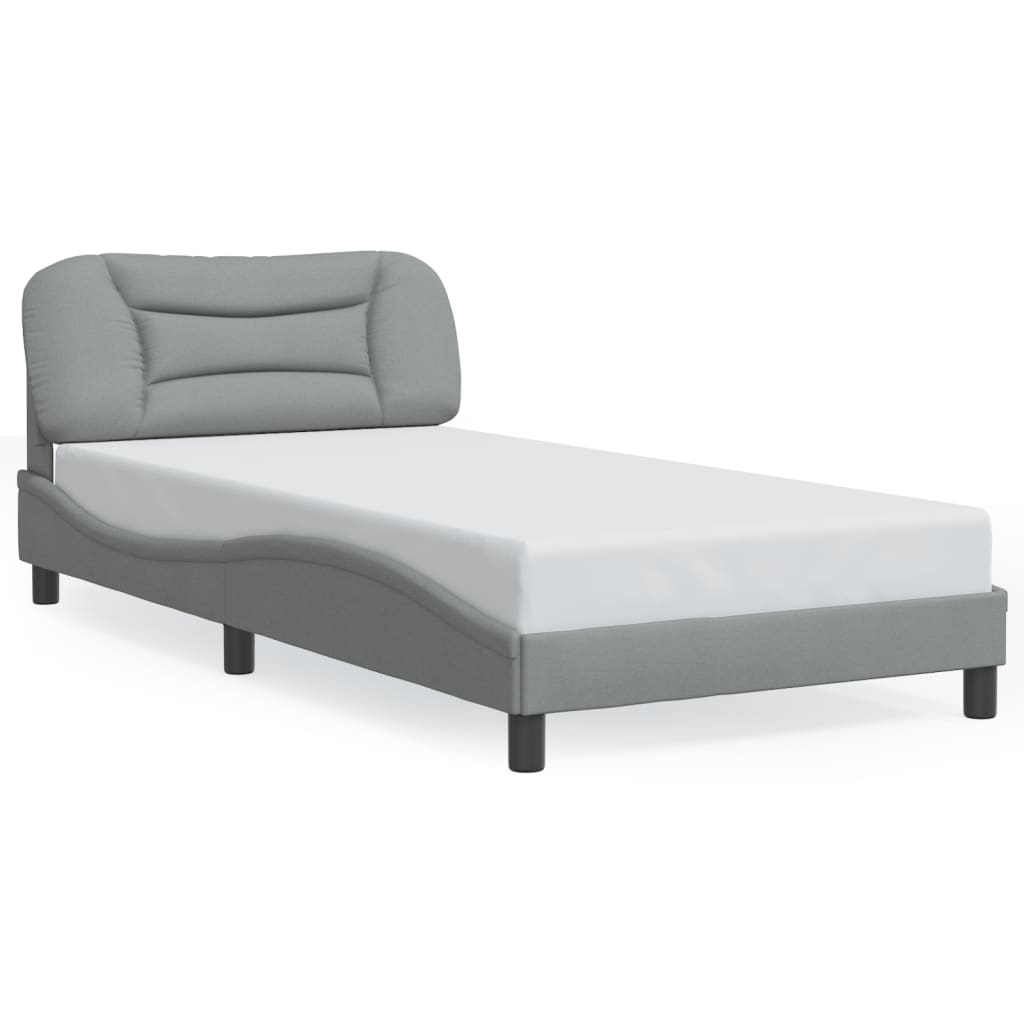 vidaXL Bedframe met LED zonder matras "Hvar" stof 100x200 cm lichtgrijs grijs, foto 3
