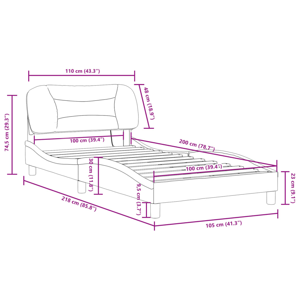 Rám postele s LED bez matrace Hvar černý 100x200 cm Látka - obrázek 16