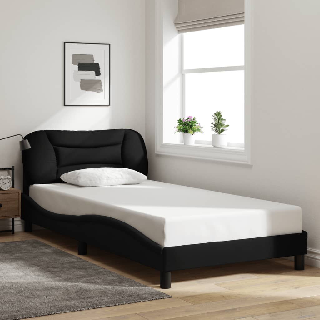 vidaXL Bedframe met LED zonder matras "Hvar" 100x200 cm stof zwart, foto 2