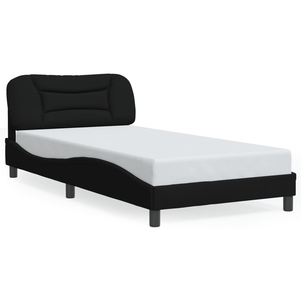 vidaXL Cadru de pat cu lumini LED, negru, 100x200 cm, textil