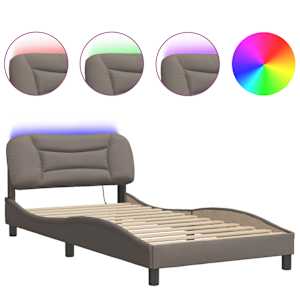 Rám postele s LED bez matrace Hvar Taupe 100x200 cm Látka - obrázek 2