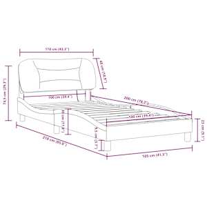 Rám postele s LED bez matrace Hvar Taupe 100x200 cm Látka - obrázek 16