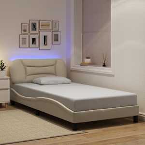 Rám postele s LED bez matrace Hvar Cream 100x200 cm Látka - obrázek 1