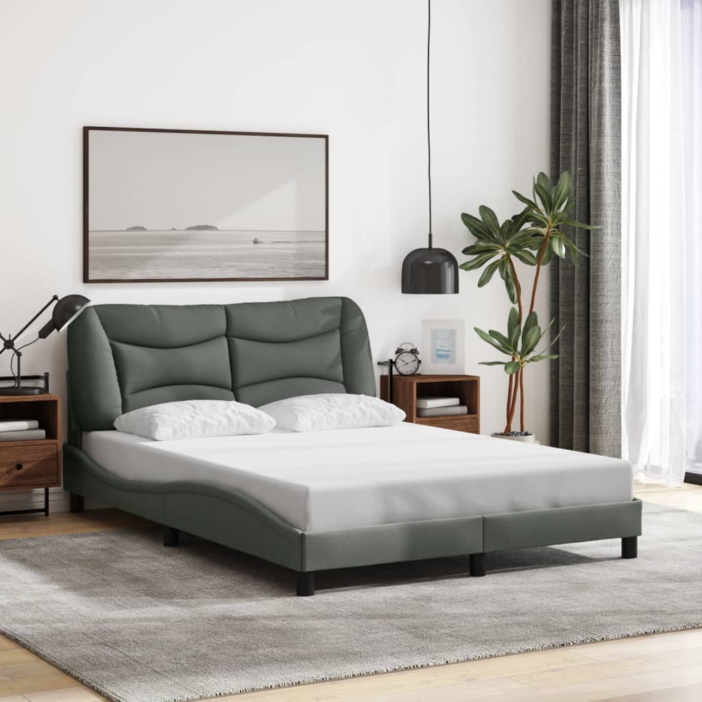 vidaXL sengeramme med LED uden madras Hvar 120x200 cm stof mørkegrå