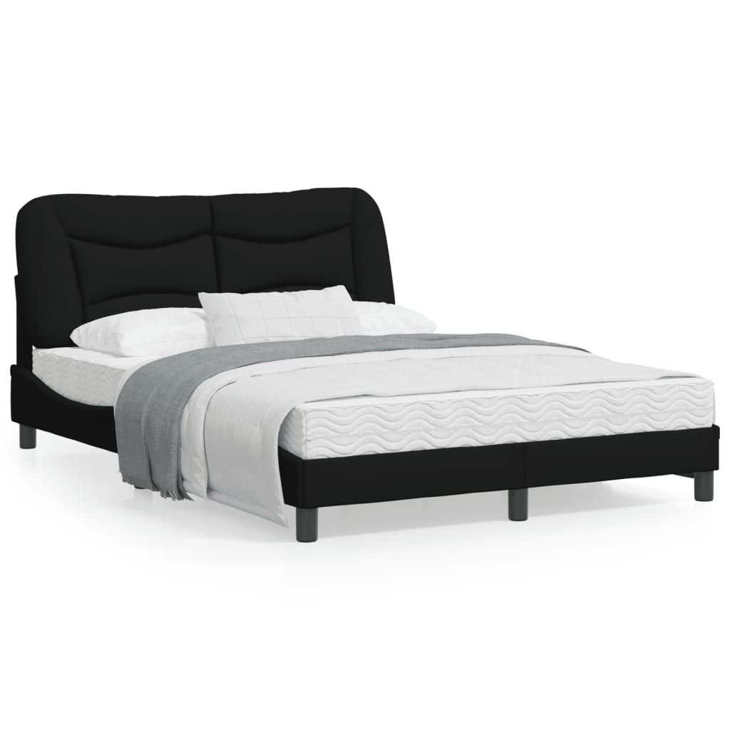 vidaXL Cadru de pat cu lumini LED, negru, 120x200 cm, textil