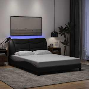 Rám postele s LED bez matrace Hvar černý 120x200 cm Látka - obrázek 1