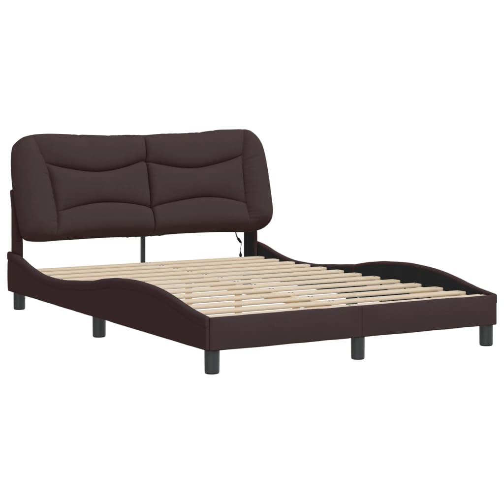 vidaXL Bedframe met LED zonder matras 120x200 cm stof donkerbruin afbeelding