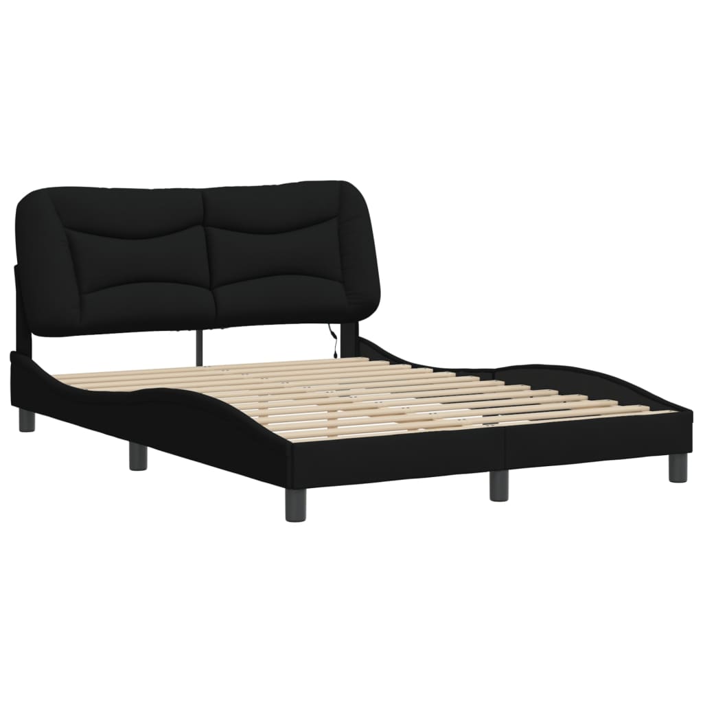 vidaXL Bedframe met LED zonder matras 140x190 cm stof zwart afbeelding