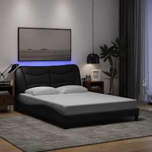 Rám postele s LED bez matrace Hvar černý 140x190 cm Látka - obrázek 1