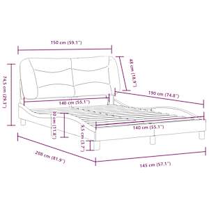 Rám postele s LED bez matrace Hvar Tmavě hnědá 140x190 cm Látka - obrázek 16
