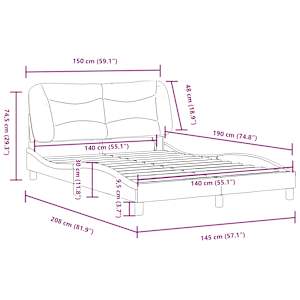 Rám postele s LED bez matrace Hvar Taupe 140x190 cm Látka - obrázek 15