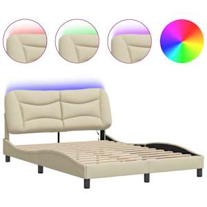Rám postele s LED bez matrace Hvar Cream 140x190 cm Látka - obrázek 2