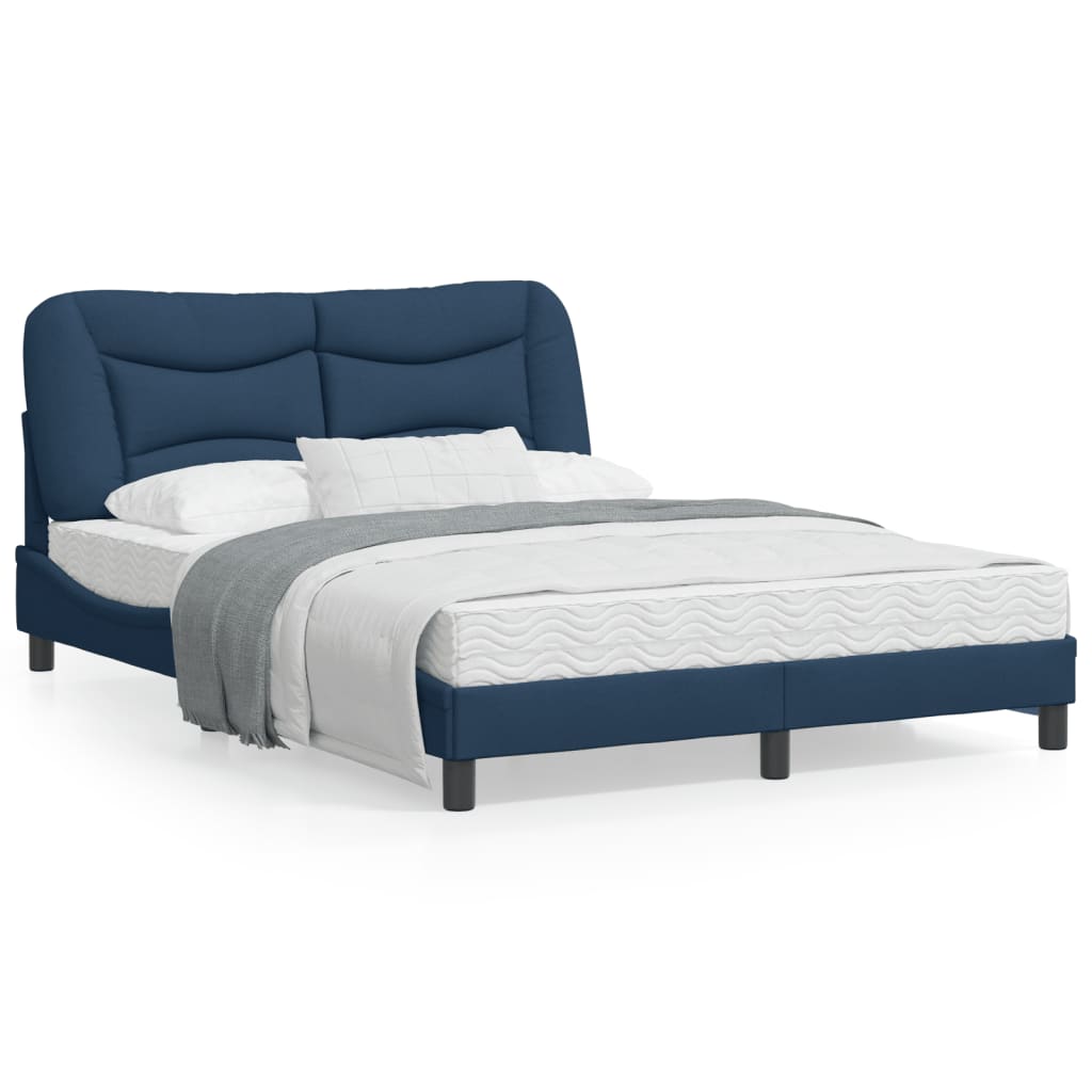 Rám postele s LED osvětlením modrý 140 x 190 cm textil