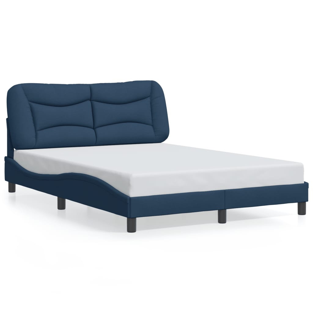 vidaXL Cadru de pat cu lumini LED, albastru, 140x190 cm, textil