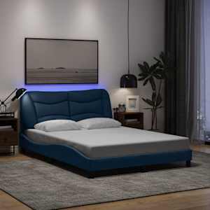 Rám postele s LED bez matrace Hvar Modrá 140x190 cm Látka - obrázek 1