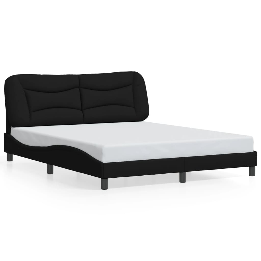 vidaXL Cadru de pat cu lumini LED, negru, 160x200 cm, textil