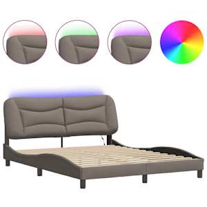 Rám postele s LED bez matrace Hvar Taupe 160x200 cm Látka - obrázek 2