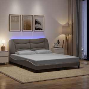Posteljni okvir z LED brez vzmetnice Hvar taupe 160x200 cm tkanina
