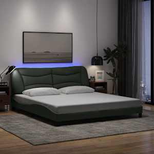 Posteljni okvir z LED brez vzmetnice Hvar temno siv 180x200 cm