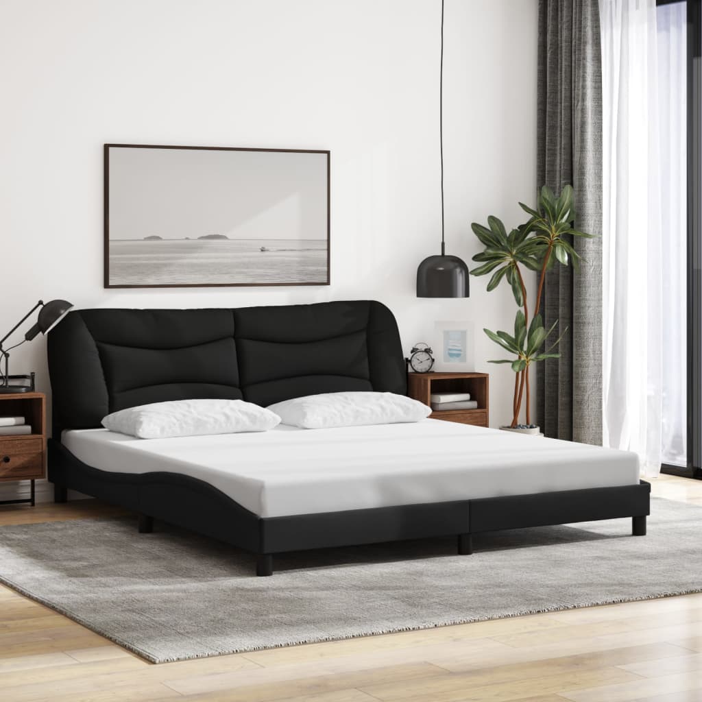 vidaXL Bedframe met LED zonder matras "Hvar" 180x200 cm stof zwart, foto 2