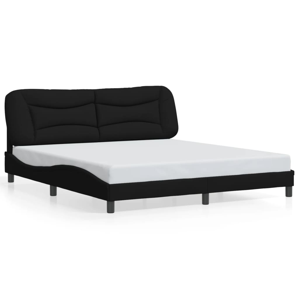 vidaXL Cadru de pat cu lumini LED, negru, 180x200 cm, textil
