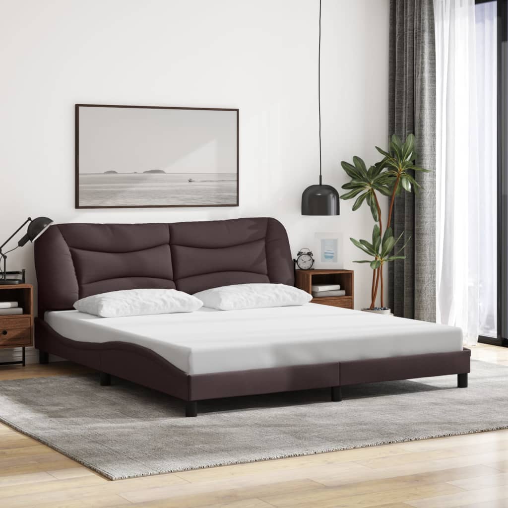 vidaXL Bedframe met LED zonder matras "Hvar" 180x200 cm stof donkerbruin bruin, foto 2