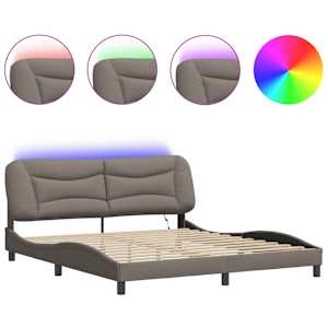 Rám postele s LED bez matrace Hvar Taupe 180x200 cm Látka - obrázek 2