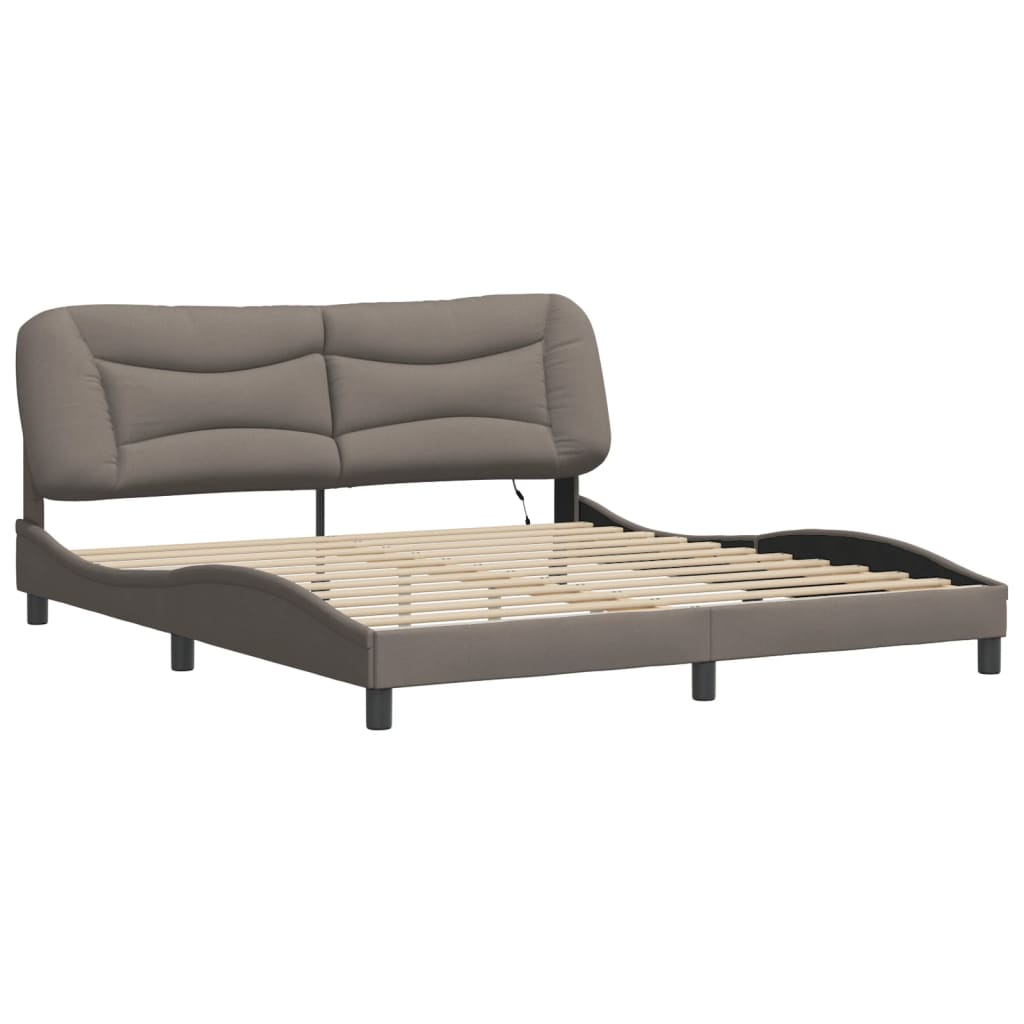 vidaXL Bedframe met LED-verlichting stof taupe 180x200 cm afbeelding