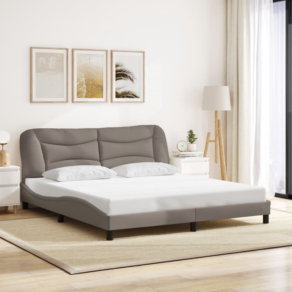 vidaXL Bedframe met LED zonder matras "Hvar" 180x200 cm stof taupe, foto 2